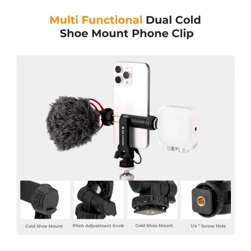 K&F Concept KF31.084 MS-12 Double Cold Shoe Mobile Holder - Image 2